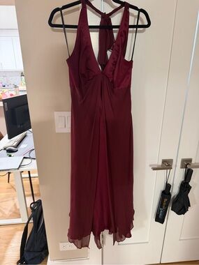 Donna Ricco Burgundy Halter Midi Dress